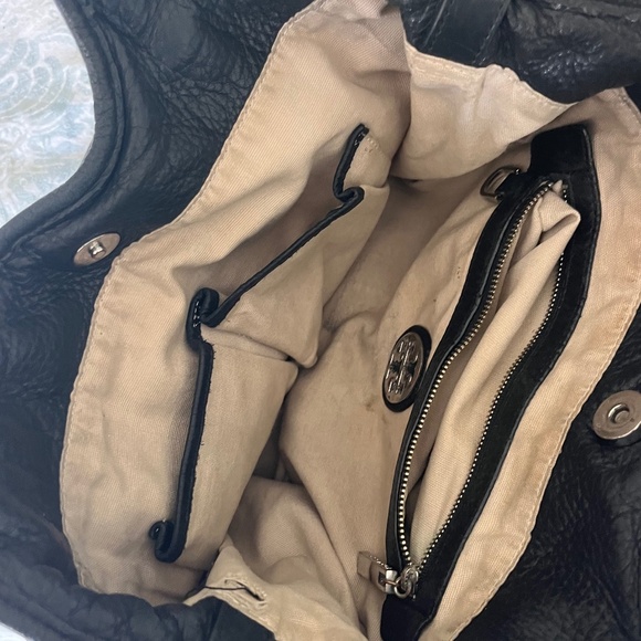 Tory Burch Hobo Bag with Silver Tone Hardware (Black Leather) - Picture 4 of 5